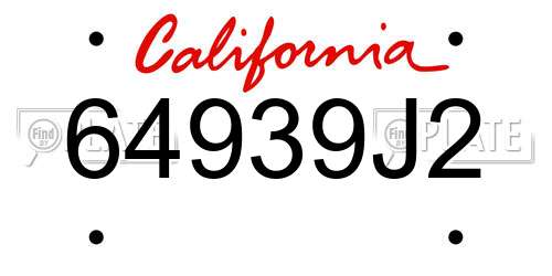 64939J2 California License Plate
