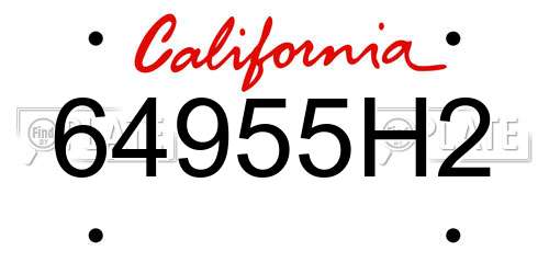 64955H2 California License Plate