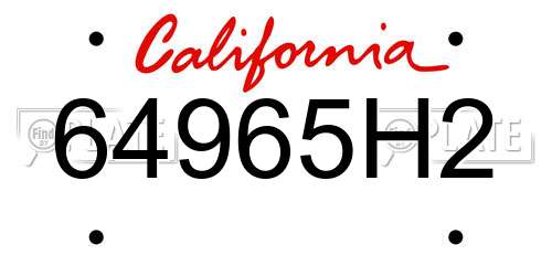 64965H2 California License Plate