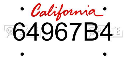 64967B4 California License Plate