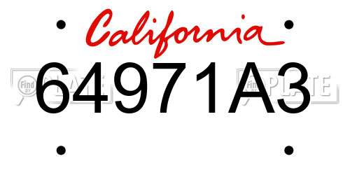 64971A3 California License Plate