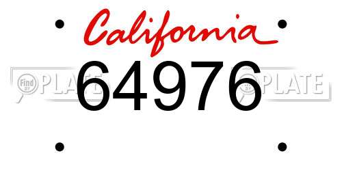 64976 California License Plate