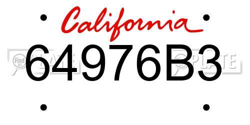 64976B3 California License Plate