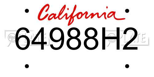 64988H2 California License Plate