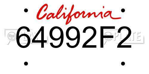 64992F2 California License Plate