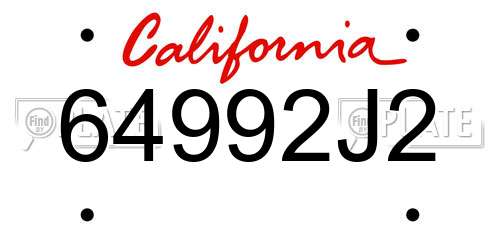 64992J2 California License Plate
