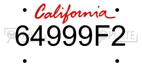 64999F2 California License Plate
