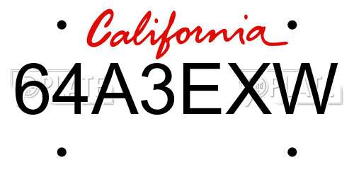 64A3EXW California License Plate