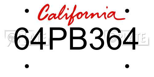 64PB364 California License Plate
