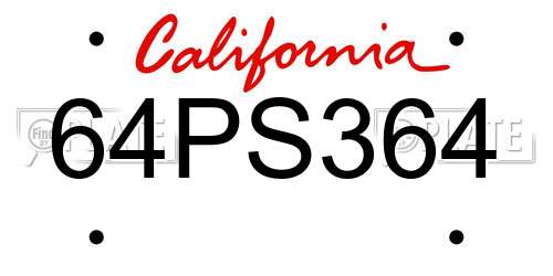 64PS364 California License Plate