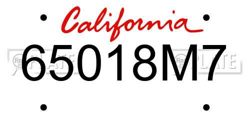 65018M7 California License Plate