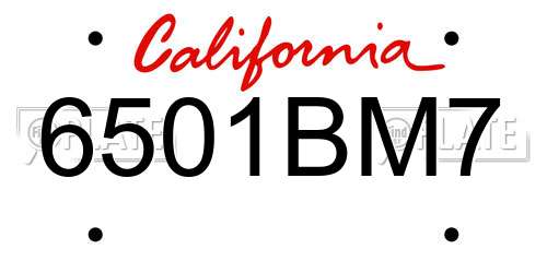 6501BM7 California License Plate