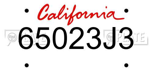 65023J3 California License Plate