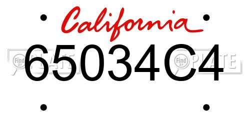 65034C4 California License Plate