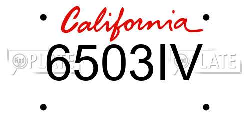 6503IV California License Plate