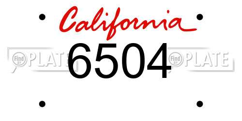 6504 California License Plate