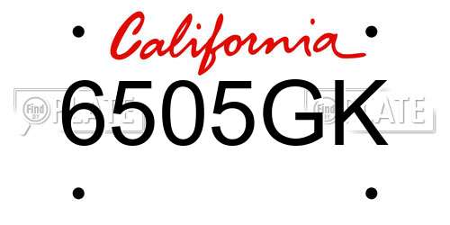 6505GK California License Plate