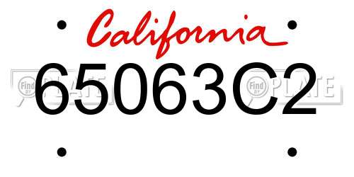 65063C2 California License Plate