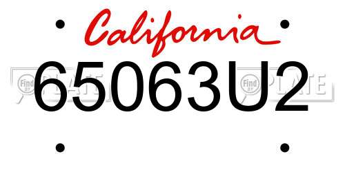65063U2 California License Plate