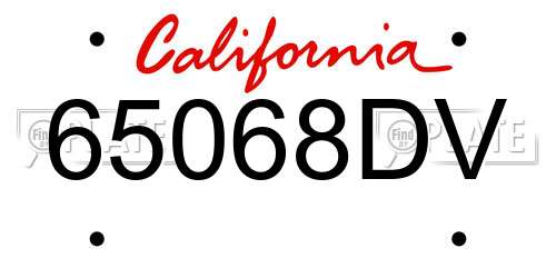 65068DV California License Plate