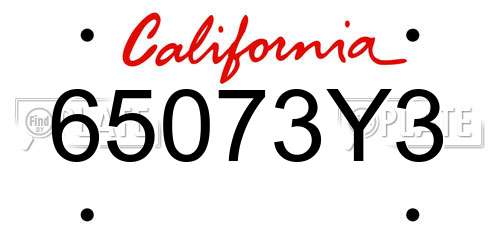 65073Y3 California License Plate