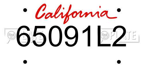 65091L2 California License Plate