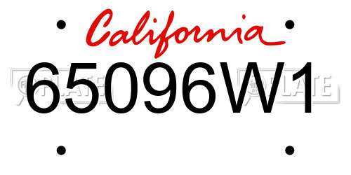 65096W1 California License Plate