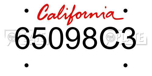 65098C3 California License Plate