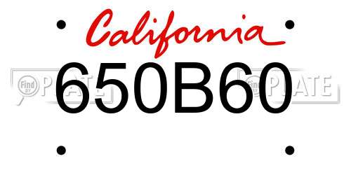 650B60 California License Plate