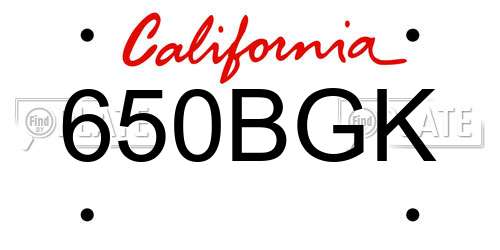 650BGK California License Plate