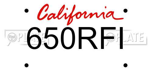 650RFI California License Plate
