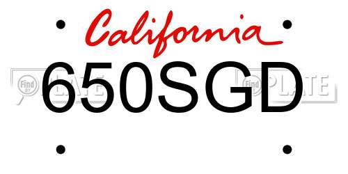 650SGD California License Plate