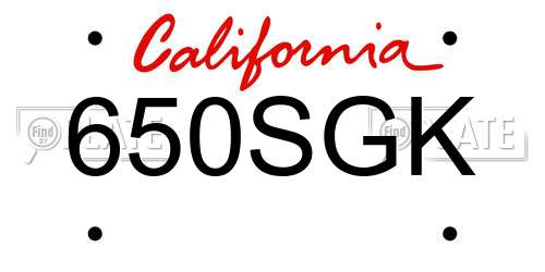650SGK California License Plate