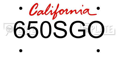 650SGO California License Plate