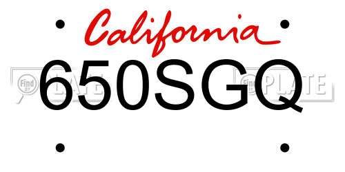 650SGQ California License Plate