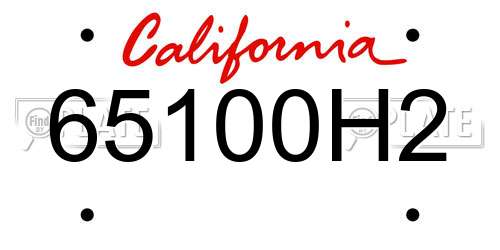 65100H2 California License Plate