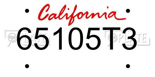 65105T3 California License Plate