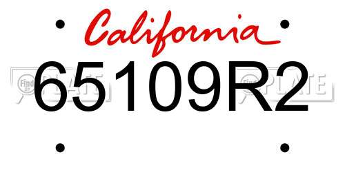 65109R2 California License Plate