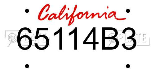 65114B3 California License Plate