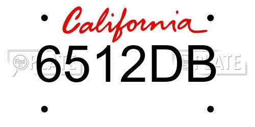 6512DB California License Plate