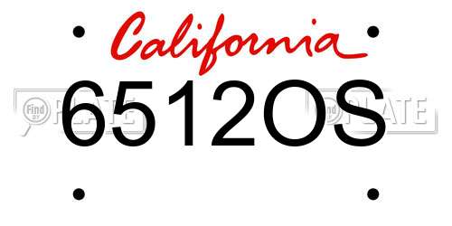 6512OS California License Plate