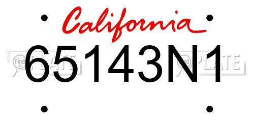 65143N1 California License Plate