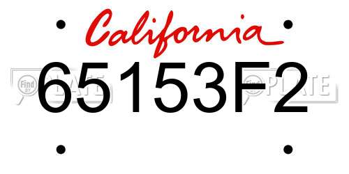 65153F2 California License Plate