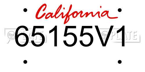 65155V1 California License Plate