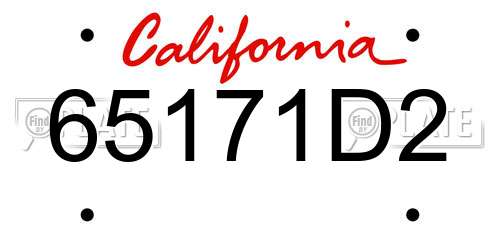 65171D2 California License Plate