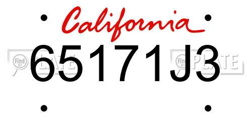 65171J3 California License Plate