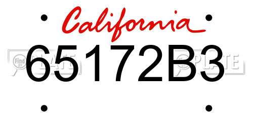 65172B3 California License Plate