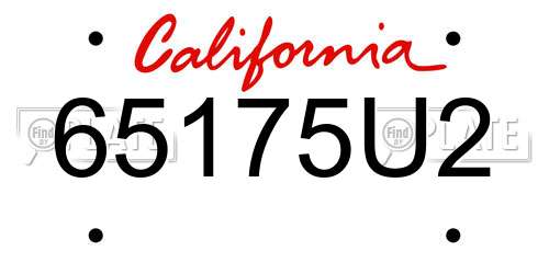65175U2 California License Plate