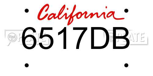6517DB California License Plate