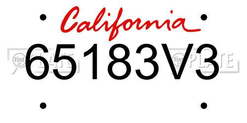 65183V3 California License Plate